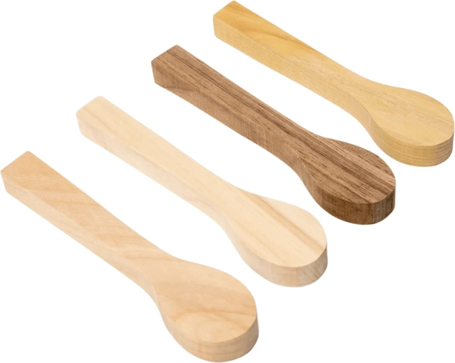 BeaverCraft Set aus Holzrohlingen zum Löffelschnitzen BB2 (Kirsche, Linde, Maulbeere, Walnuss)