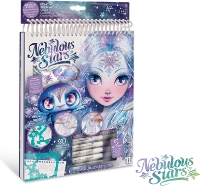 Kreatives Skizzenbuch Nebulous Stars Iceana mit Schablonen und Metallic-Stiften