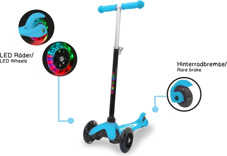 Dreirädriger Kinderroller JAMARA Kick Light blau