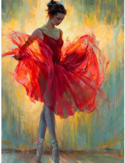 Diamantmalerei (Diamond Painting) Ballerina in Rot 30 × 40 cm