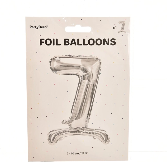 Silberner stehender Folienballon Zahl 7 (70 cm)