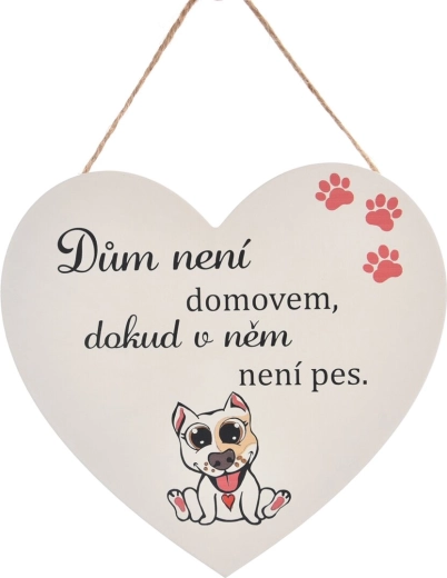 Holzschild in Herzform „Dog Home“