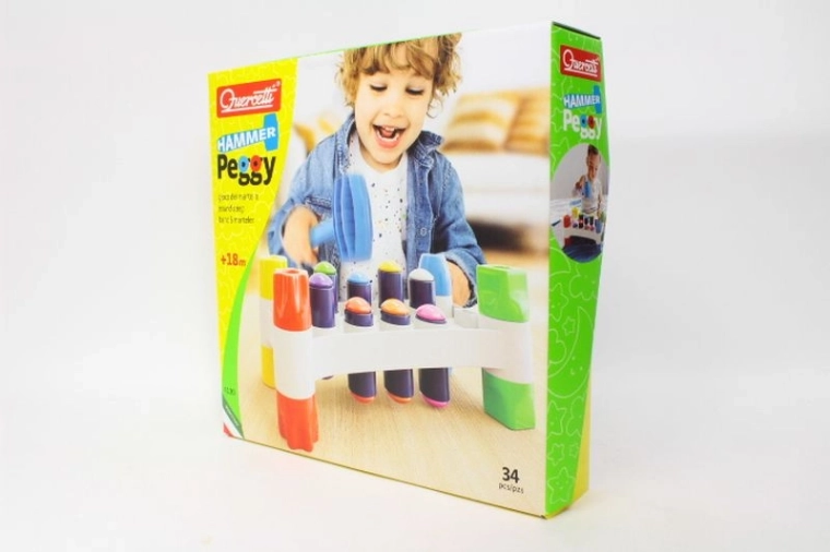 Quercetti Hammer Peggy – Hammerspiel mit bunten Steckstiften und Hammer