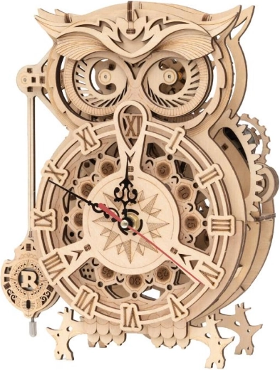 RoboTime 3D-Holzbausatz Mechanische Eulenuhr