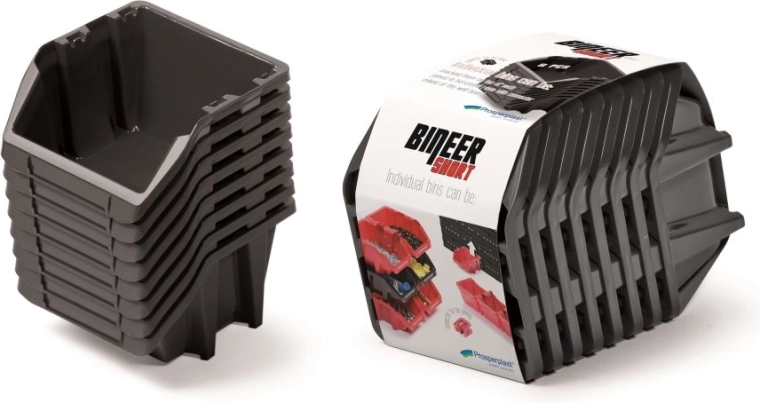 Set aus Aufbewahrungsboxen Bineer Short, 8 Stk., 206 × 118 × 144 mm, schwarz