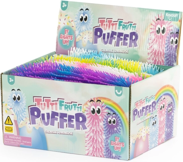 Zottelige Aufzieh-Raupe Tutti Frutti mit Licht 28 cm