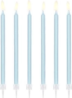 Glatte Geburtstagskerzen hellblau 14 cm (12 Stk.)