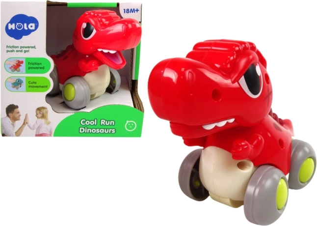 Roter Dinosaurier auf Rädern T‑Rex – Zieh-/Friktionsspielzeug für die Kleinsten