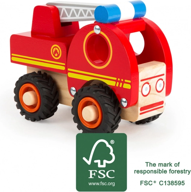 Holz-Feuerwehrauto mit Leiter