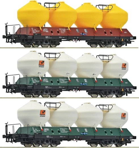 Roco 3-teiliges Set Zementgüterwagen Uacs ČD (H0)