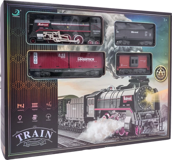 Retro-Eisenbahn mit Lichtern, Geräuschen und Rauch 138 cm