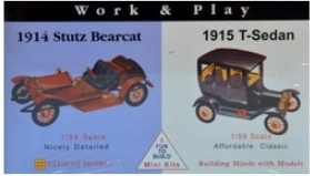 Glencoe Models Work & Play Kunststoffmodellbausatz Autos 1915 Ford T-Sedan / 1914 Stutz Bearcat