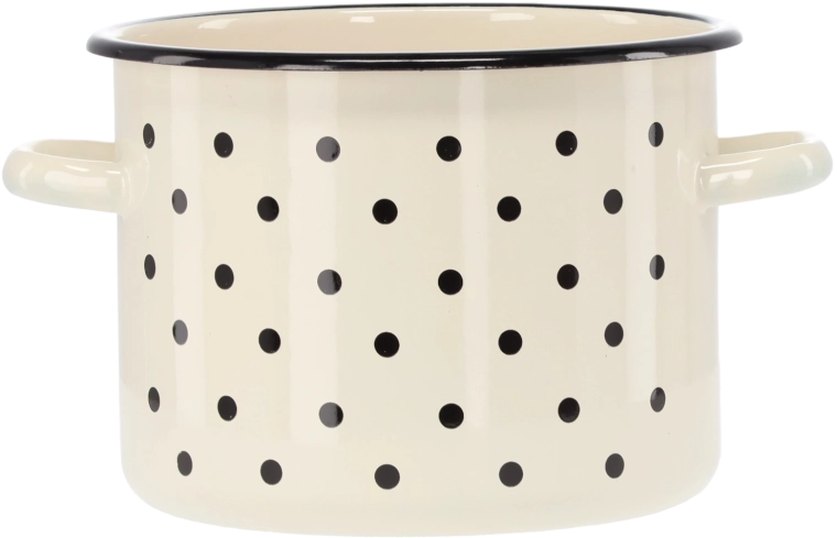 Emaille-Topf 4,5 l, 20 cm, weiß mit Punkten