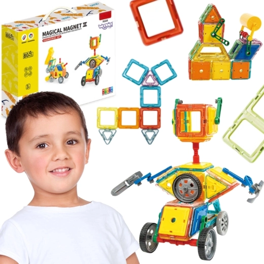 Woopie magnetisches 3D-Fahrzeug-Bauset STEAM, 80 Teile