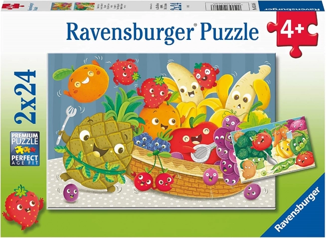 RAVENSBURGER Puzzle Tapfere Früchte 2×24 Teile