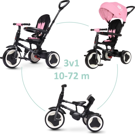 Klappbares Kinderdreirad QPLAY Rito Pink mit Schaumreifen und UPF 50+