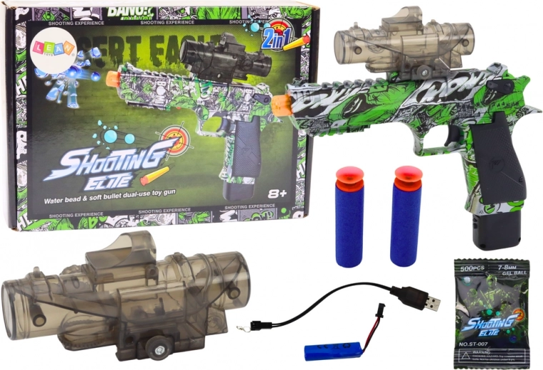 Elektrische Wasser-Gel-Kugel-Pistole Arrows 2-in-1 Grün