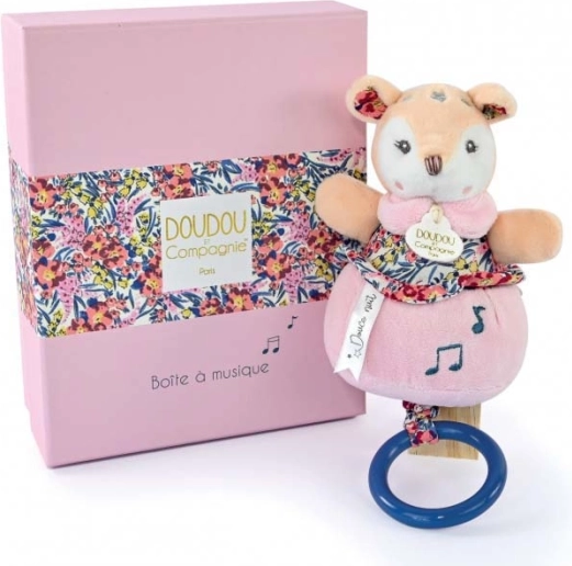 Geschenkset DOUDOU – Plüschreh mit Melodie 20 cm
