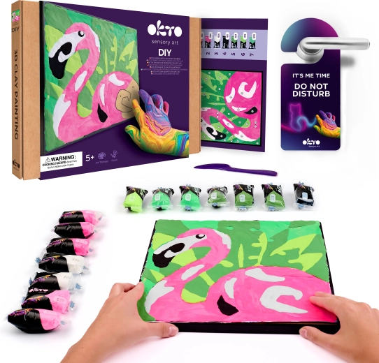 Okto Flamingo – Kreativset: Malen mit Modelliermasse nach Zahlen 29 × 29 cm