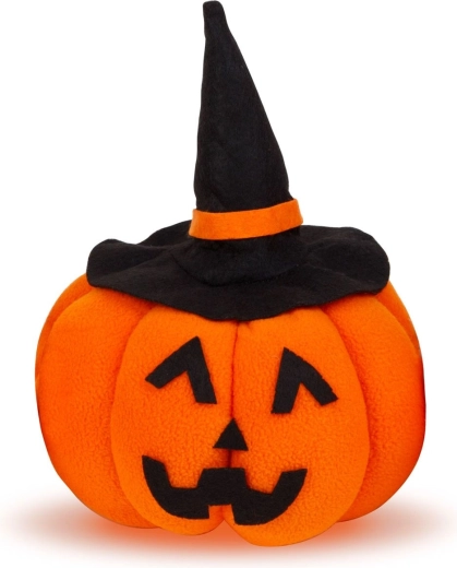 Textile Halloween-Kürbisdekoration mit schwarzem Hut