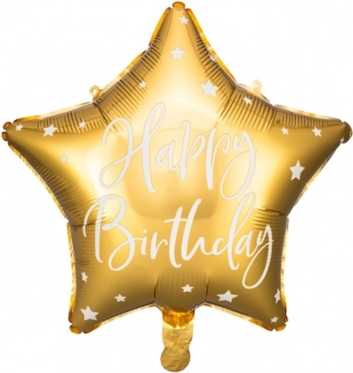 Folienballon Stern Happy Birthday 40 cm gold