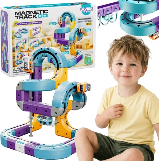 WOOPIE magnetische Zugstrecke mit Anziehungseffekt, 54 Teile