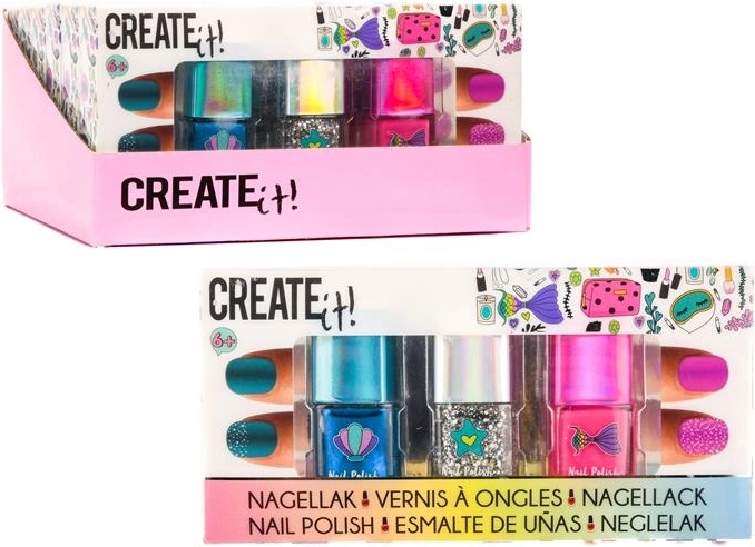 Create It! Nagellack Mermaid – Set mit 3 glitzernden Farben