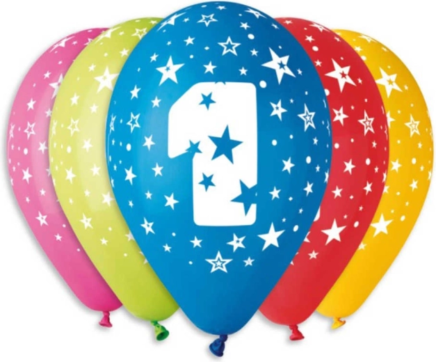 Gemar Latexballons mit Aufdruck der Ziffer 1 (30 cm) – 5 Stk.