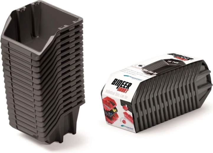 Set Aufbewahrungsboxen 16 Stk. Bineer Short, 234 × 77 × 92 mm, schwarz