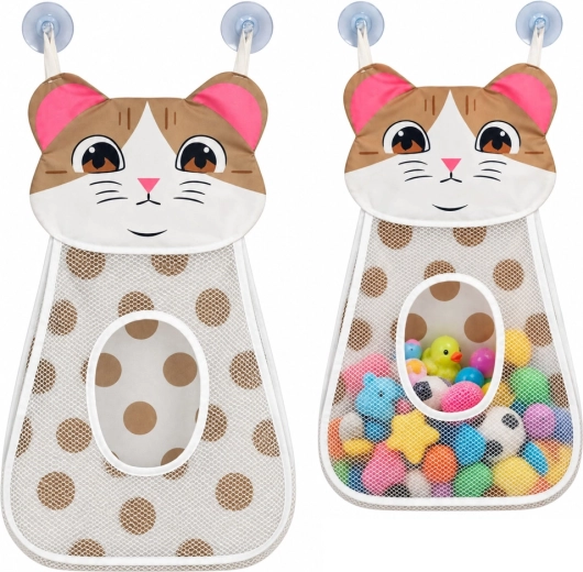 Hängender Netz-Organizer für Badespielzeug, Kätzchen, beige, 50 cm