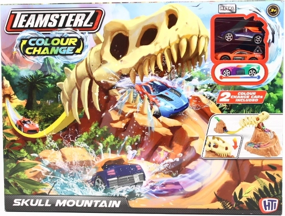Teamsterz-Autorennbahn mit Dinosauriermaul und Farbwechsel
