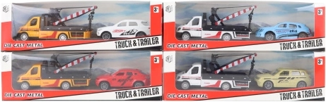 Metall-Abschleppwagen mit Auto – 4 Farbvarianten