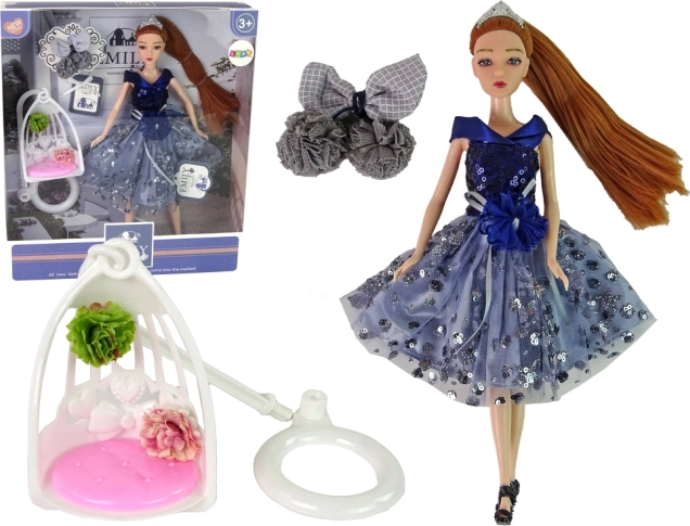 Puppe EMILY mit Schaukel und Blumen