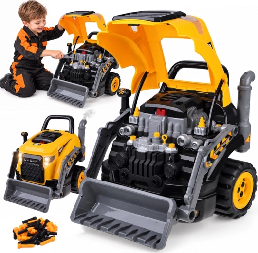 Interaktiver Bulldozer mit Werkstatt für kleine Mechaniker