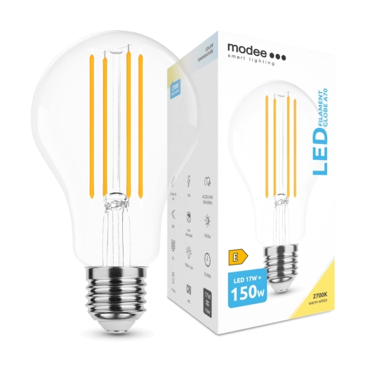 Modee Smart Lighting LED-Glühlampe mit Filament Globe E27 17 W warmweiß
