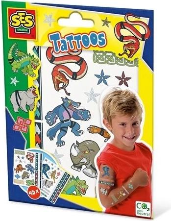 SES metallische temporäre Tattoos für Kinder – Tierkrieger