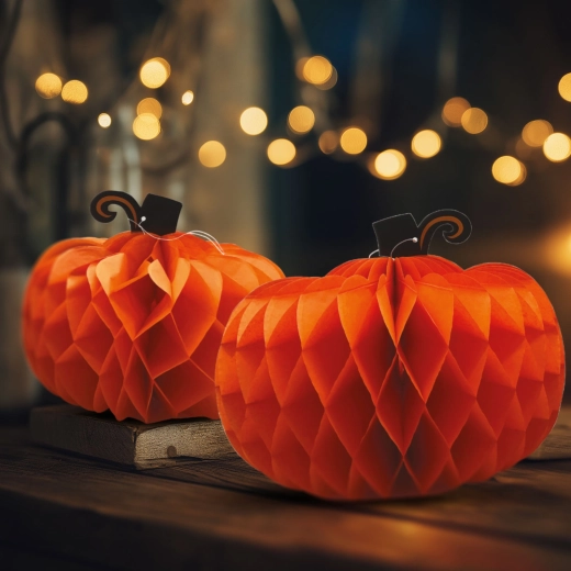 Halloween-Papierdekoration – Kürbislaternen 25/30 cm, 2 Stück