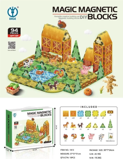 Magnetisches Bauset Bauernhof, 94 Teile