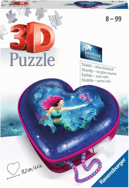 RAVENSBURGER 3D-Puzzle Herz Meerjungfrau – Schmuckkästchen, 54 Teile