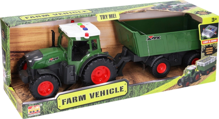 Traktor mit Anhänger, Licht- und Soundeffekten, 42 cm