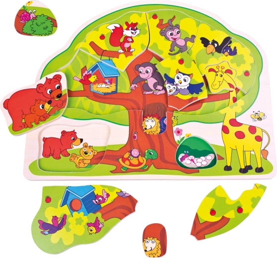 Bino Holzpuzzle fröhliche Tiere