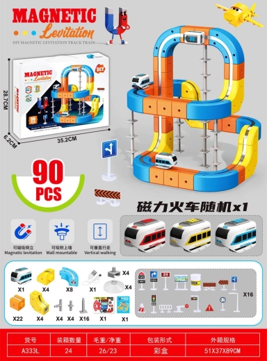 Magnetische bunte Bahn mit Zug – 90 Teile