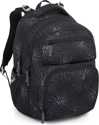 Bagmaster Zipster Schulrucksack schwarz mit Blumen
