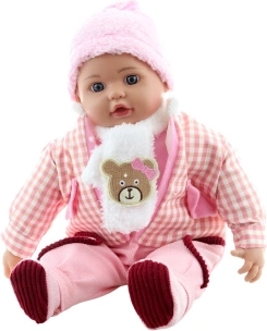 Babypuppe Mädchen mit Teddybär und Schal 50 cm