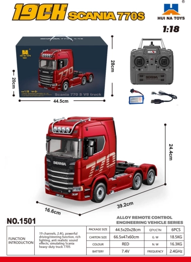 Ferngesteuerter SCANIA 770S Lkw 1:18, rot