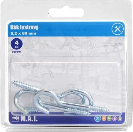 Deckenhaken 80 × 5,2 mm glänzend (4 Stk.)