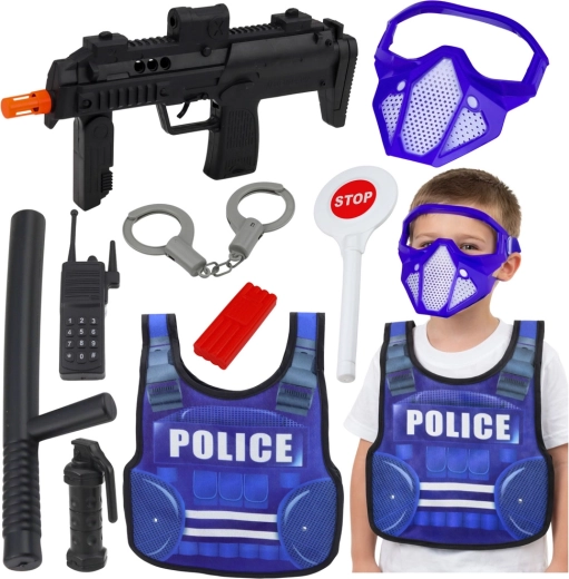 Polizei-Spielset für Kinder mit Weste, Spielzeugpistole und Zubehör