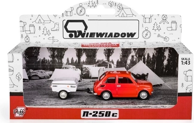Fiat 126p mit Niewiadów-Anhänger (Kurzversion) – rotes Modell