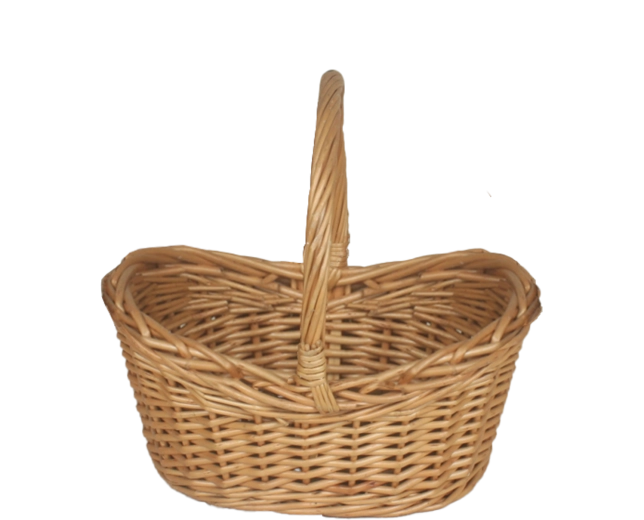 Natürlicher Weidenkorb mit Henkel, oval 24 × 17 × 11/21 cm