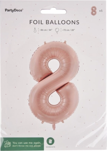 Folienballon Zahl 8 Beige 72 cm
